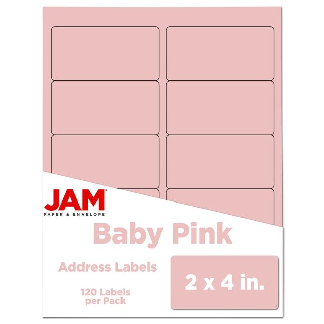 JAM Paper Mailing Address Labels, Rectangle, 2in x 4in, Baby Pink, Pack Of 120 (Min Order Qty 4) MPN:4052897