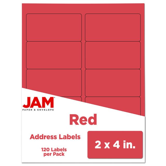 JAM Paper Mailing Address Labels, Rectangle, 2in x 4in, Red, Pack Of 120 (Min Order Qty 4) MPN:4514940