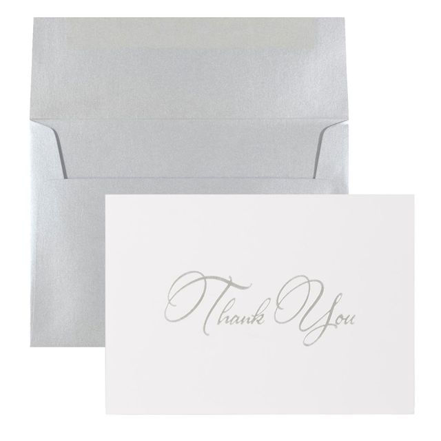 JAM Paper Thank You Card Set, Silver Stardream with Silver Script, Set Of 25 Cards And 25 Envelopes (Min Order Qty 2) MPN:2237719076