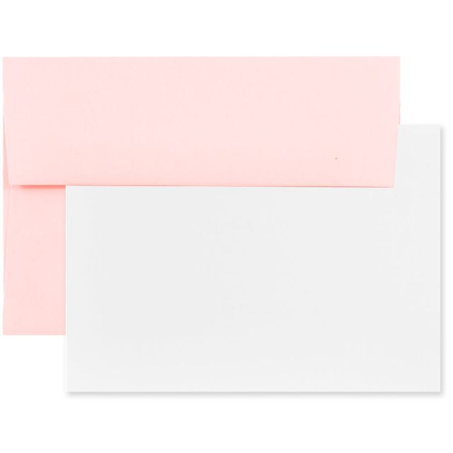 JAM Paper Stationery Set, 4 3/4in x 6 1/2in, Baby Pink/White, Set Of 25 Cards And Envelopes (Min Order Qty 5) MPN:304624583