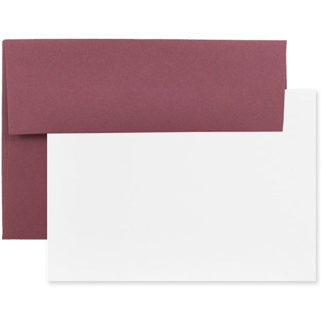 JAM Paper Stationery Set, 4 3/4in x 6 1/2in, Burgundy/White, Set Of 25 Cards And Envelopes (Min Order Qty 4) MPN:304624591