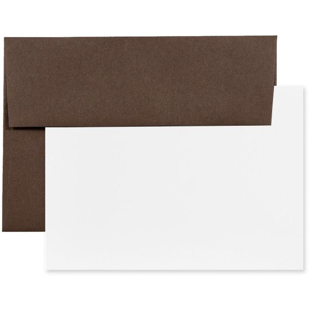 JAM Paper Stationery Set, 4 3/4in x 6 1/2in, 100% Recycled, Chocolate Brown/White, Set Of 25 Cards And Envelopes (Min Order Qty 5) MPN:304624595