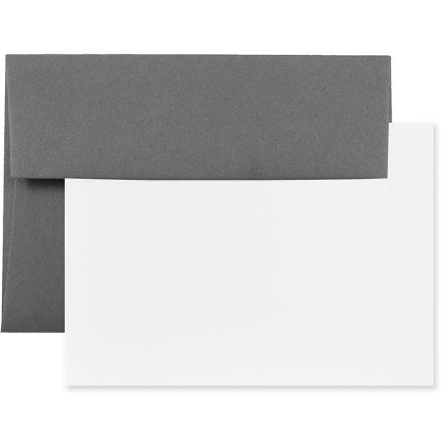 JAM Paper Stationery Set, 4 3/4in x 6 1/2in, Dark Gray/White, Set Of 25 Cards And Envelopes (Min Order Qty 4) MPN:304624599