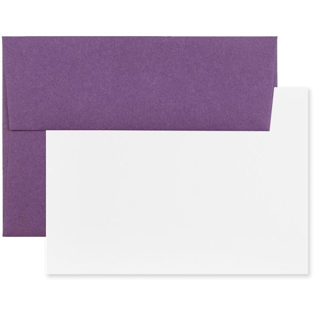 JAM Paper Stationery Set, 4 3/4in x 6 1/2in, Dark Purple/White, Set Of 25 Cards And Envelopes (Min Order Qty 4) MPN:304624607