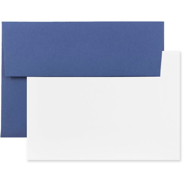 JAM Paper Stationery Set, 4 3/4in x 6 1/2in, Presidential Blue/White, Set Of 25 Cards And Envelopes (Min Order Qty 4) MPN:304624619