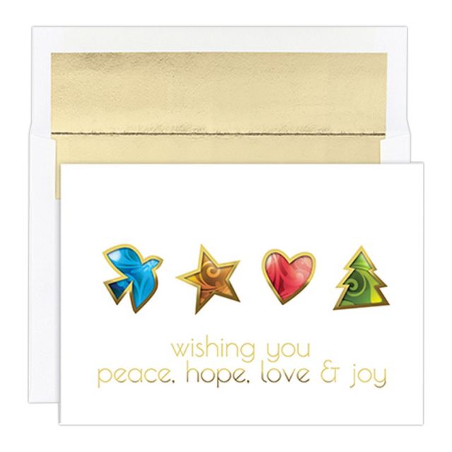 JAM Paper Christmas Card Set, Peace Hope Joy & Love, Set Of 16 Cards And Envelopes (Min Order Qty 3) MPN:NTC05115