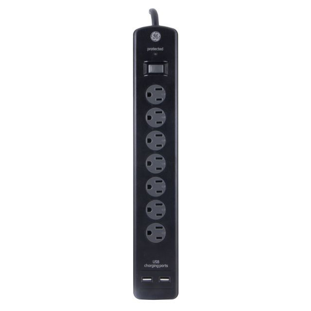 GE Pro 7-Outlet Surge Protector, 3ft Cord, Black, 33664 (Min Order Qty 3) MPN:33664