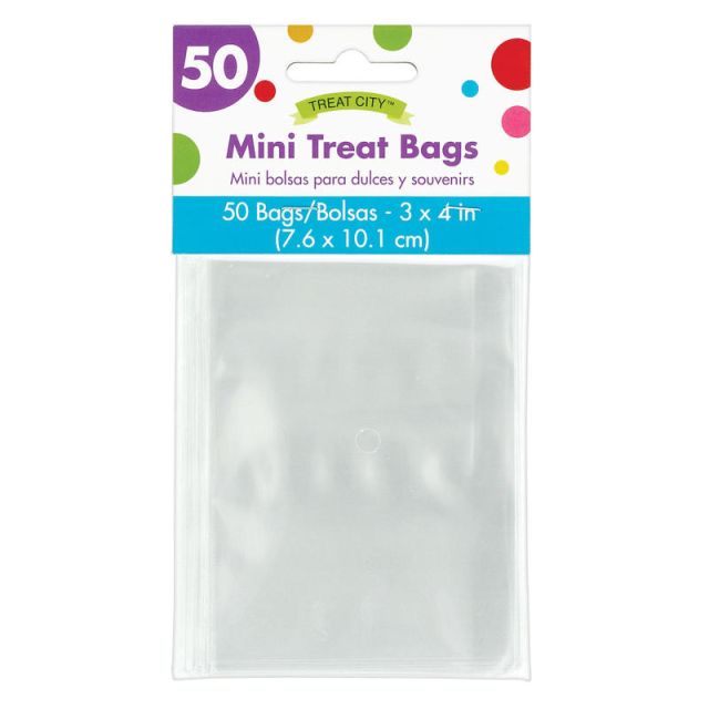 Amscan Treat Bags, Mini, Clear, Pack Of 200 Bags (Min Order Qty 6) MPN:370227