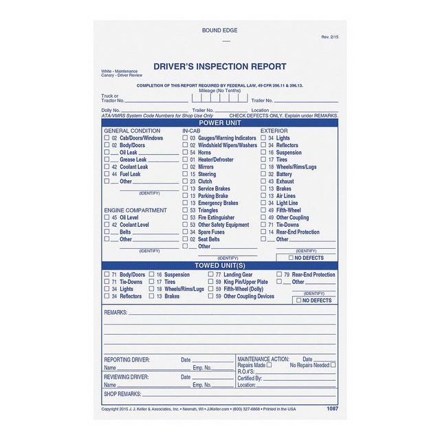 Detailed Vehicle Inspection Report MPN:1087