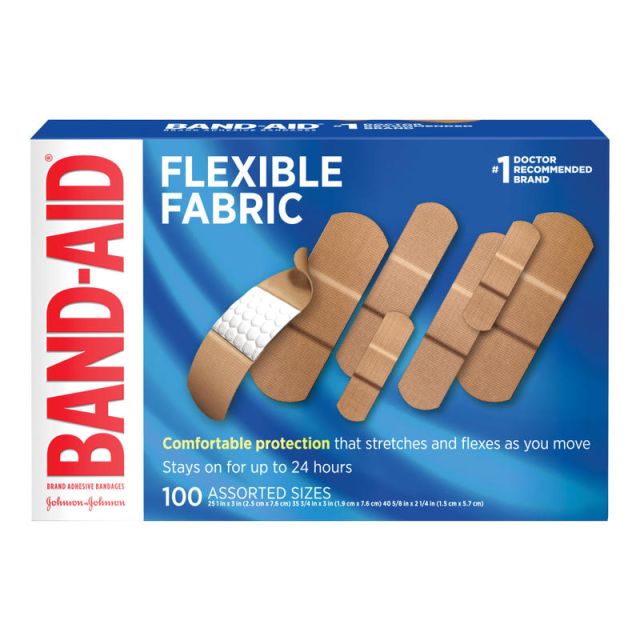 Band-Aid Brand Flexible Fabric Adhesive Bandages, Assorted, Box of 100 Bandages (Min Order Qty 6) MPN:11507800