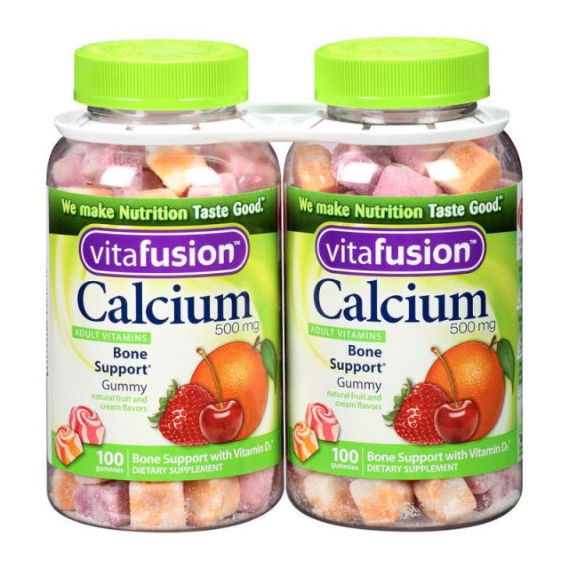 Vitafusion Calcium Gummy Vitamins With Bone Support For Adults, 500 mg, 100 Per Bottle, Pack Of 2 Bottles (Min Order Qty 2) MPN:2122