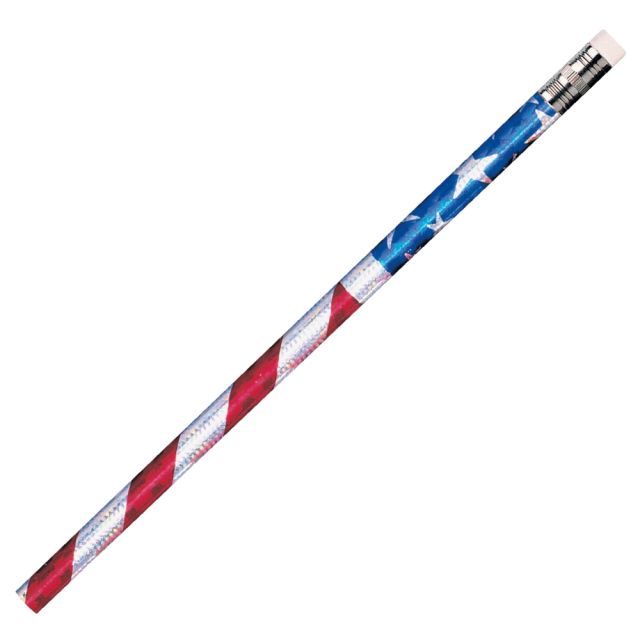 J.R. Moon Pencil Co. Pencils, 2.11 mm, #2 HB Lead, Stars And Stripes Glitz, Multicolor, Pack Of 144 MPN:JRM7662B-12
