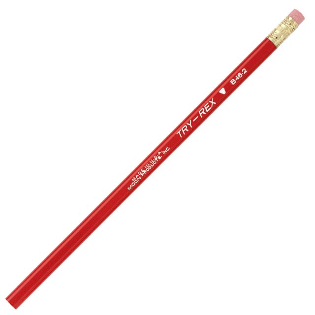 J.R. Moon Pencil Co. Try Rex Pencils, Regular, #2 Soft Lead, 2.11 mm, Red, Pack Of 72 (Min Order Qty 3) MPN:JRMB46BN