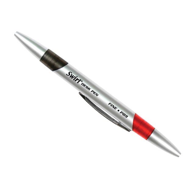 Mood Products Swirl Ink Dual-Color Ballpoint Pens, Medium Point, 0.7 mm, Silver Barrel, Black/Red Ink, Pack Of 24 (Min Order Qty 2) MPN:JRMP89-2