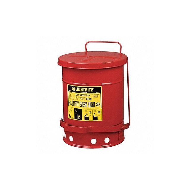 F8383 Oily Waste Can 6 gal Steel Red MPN:09100