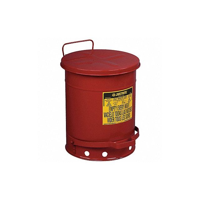 F8424 Oily Waste Can 10 gal Steel Red MPN:09300