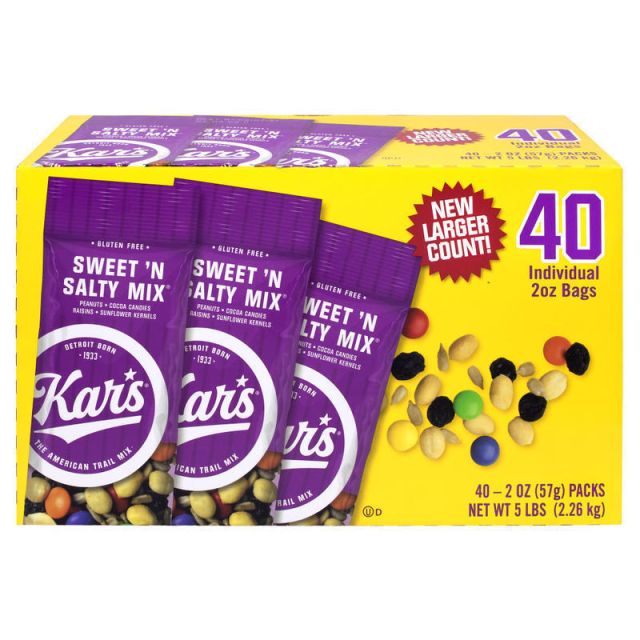 Kars Sweet N Salty Trail Mix, 2 Oz, Box Of 40 Packs (Min Order Qty 2) MPN:8358