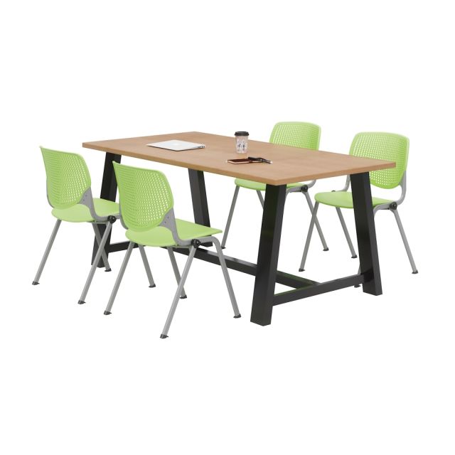 KFI Studios Midtown Table With 4 Stacking Chairs, Kensington Maple/Lime Green MPN:840031900494