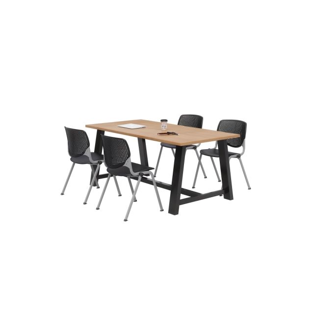 KFI Studios Midtown Table With 4 Stacking Chairs, Kensington Maple/Black MPN:840031900463