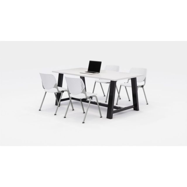 KFI Studios Midtown Table With 4 Stacking Chairs, Designer White MPN:840031900265