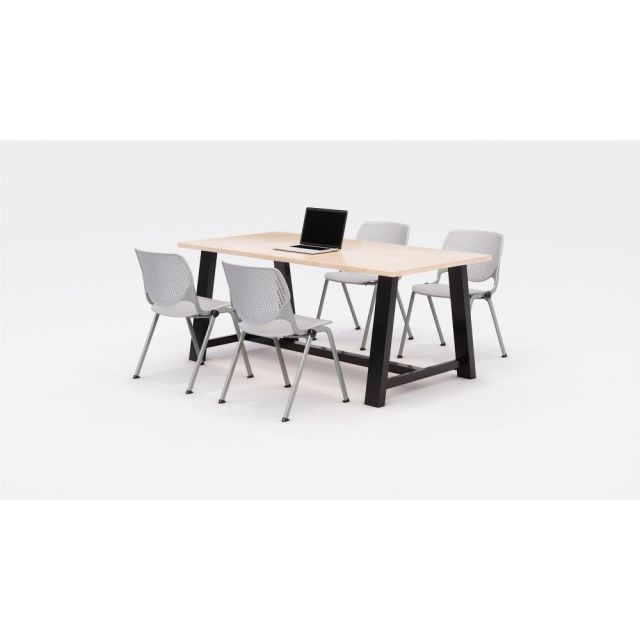 KFI Studios Midtown Table With 4 Stacking Chairs, Kensington Maple/Light Gray MPN:840031900487