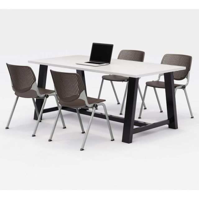 KFI Studios Midtown Table With 4 Stacking Chairs, Designer White/Brownstone MPN:840031900319