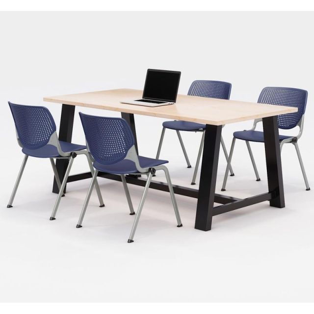 KFI Studios Midtown Table With 4 Stacking Chairs, Kensington Maple/Navy MPN:840031900432