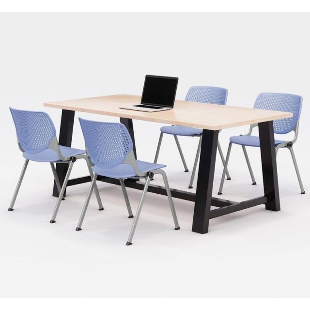 KFI Studios Midtown Table With 4 Stacking Chairs, Kensington Maple/Peri Blue MPN:840031900517