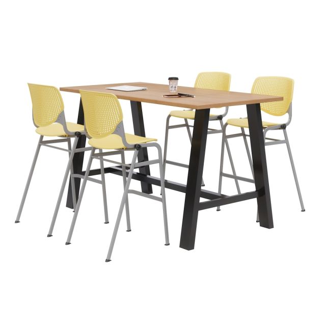 KFI Midtown Bistro Table With 4 Stacking Chairs, 41inH x 36inW x 72inD, Kensington 8.40032E+11
