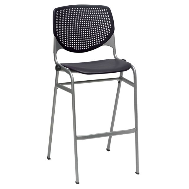 KFI Studios KOOL Stacking Barstool, Black/Silver BR2300-P10BLACK Chairs