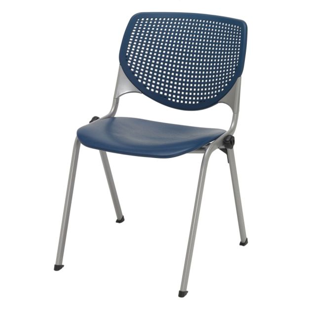 KFI Studios KOOL Stacking Chair With Casters, Navy/Silver MPN:CS2300-P03NAVY