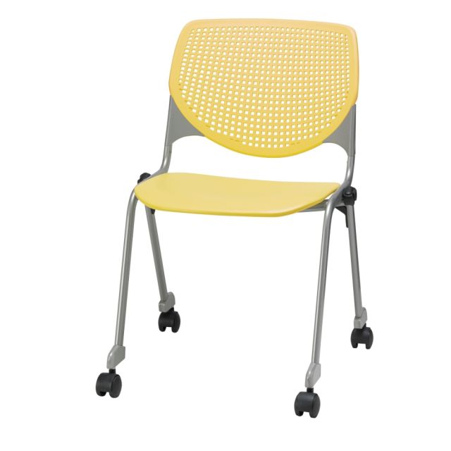 KFI Studios KOOL Stacking Chair With Casters, Yellow/Silver MPN:CS2300-P12