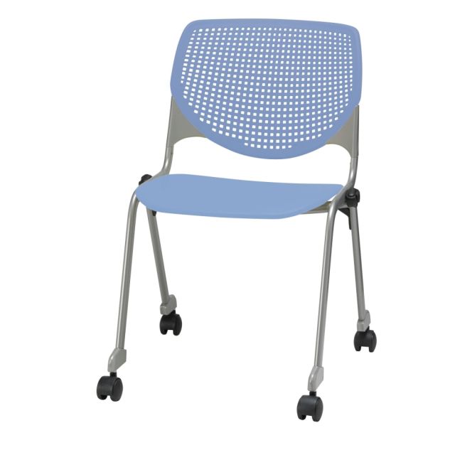 KFI Studios KOOL Stacking Chair With Casters, Peri Blue/Silver MPN:CS2300-P20
