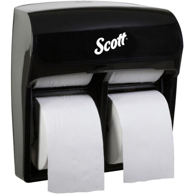 Scott Mod High Capacity SRB Dispenser - Roll Dispenser - 4 x Roll - 12.8in Height x 11.3in Width x 6.2in Depth - Plastic - Black - Compact, Durable - 1 Each (Min Order Qty 2) MPN:44518
