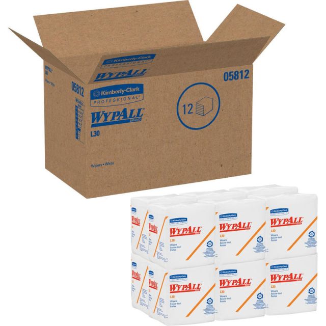 Wypall L30 Economizer Wipes, 12 1/2in x 13in, White, 90 Wipes Per Pack, Case Of 12 Packs MPN:05812