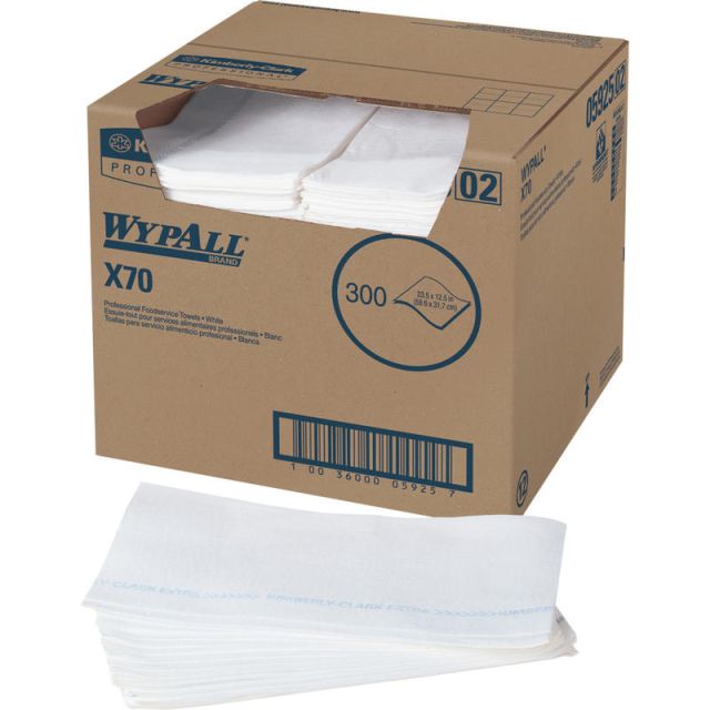 Wypall X70 Foodservice Quarter-Fold Towel Wipers, 12 1/2in x 23 1/2in, White, Carton Of 300 MPN:5925