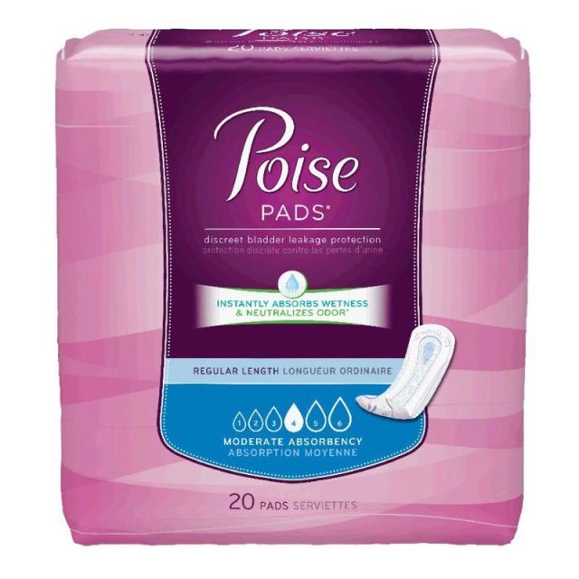 Kimberly-Clark Poise Moderate Pads, 10 9/10in, Regular, Pack Of 20 (Min Order Qty 4) MPN:6919564