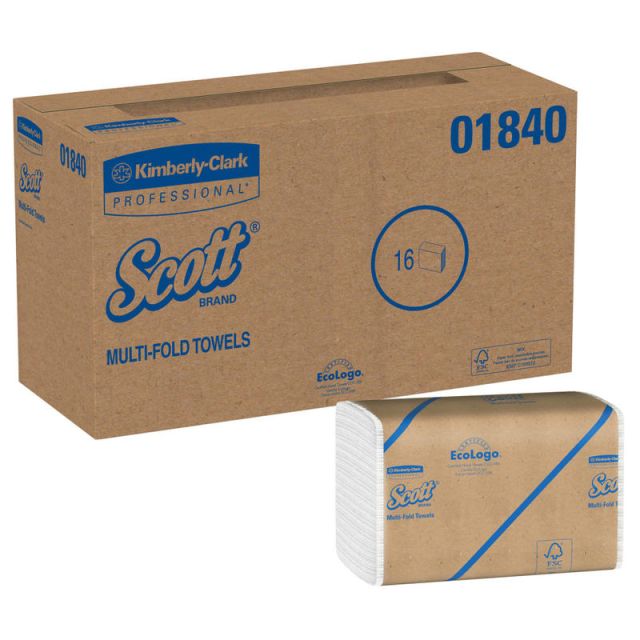 Scott Multi-Fold 2-Ply Paper Towels, 250 Sheets Per Pack, Case Of 16 Packs 1840 Paper Towels