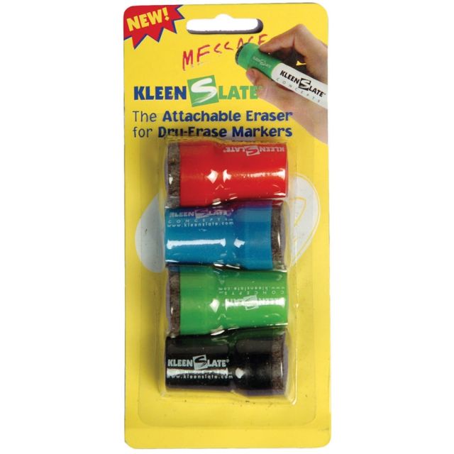 KleenSlate Eraser Caps For Large Dry-Erase Markers, Assorted, Pack Of 4 (Min Order Qty 12) MPN:1234