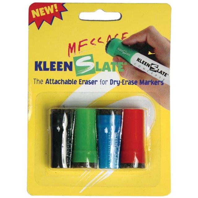 KleenSlate Eraser Caps For Small Dry-Erase Markers, Assorted, Pack Of 4 (Min Order Qty 19) MPN:2234