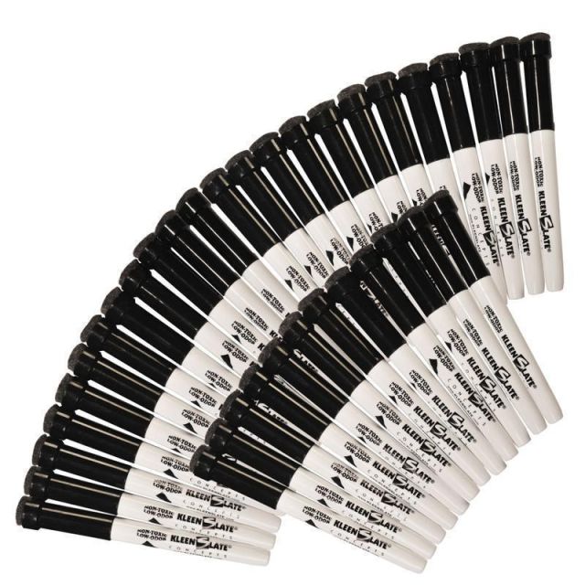 KleenSlate Dry-Erase Markers With Erasers, Small, Medium Point, Black, Pack Of 32 MPN:6030