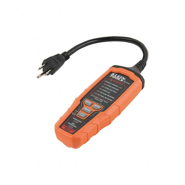 Circuit Continuity & Voltage Testers, Tester Type: Receptacle Tester with GFCI , Display Type: LED , Power Supply: AAA Battery , Includes: (3) AAA Batteries  MPN:RT310