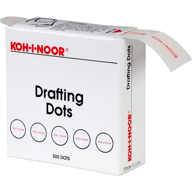 Koh-I-Noor Drafting Dots - Paper - Self-adhesive, Removable, Residue-free - Dispenser Included - 1 / Box - White (Min Order Qty 5) MPN:25900J01