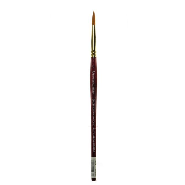 Grumbacher Goldenedge Watercolor Paint Brush, Size 6, Round Bristle, Sable Hair, Dark Red (Min Order Qty 5) MPN:4620.6