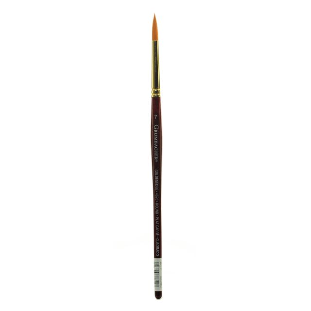 Grumbacher Goldenedge Watercolor Paint Brush, Size 7, Round Bristle, Sable Hair, Dark Red (Min Order Qty 4) MPN:4620.7