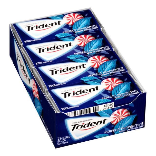 Trident Perfect Peppermint Sugar-Free Gum, 14 Pieces Per Pack, Box Of 12 Packs (Min Order Qty 2) MPN:209-02517