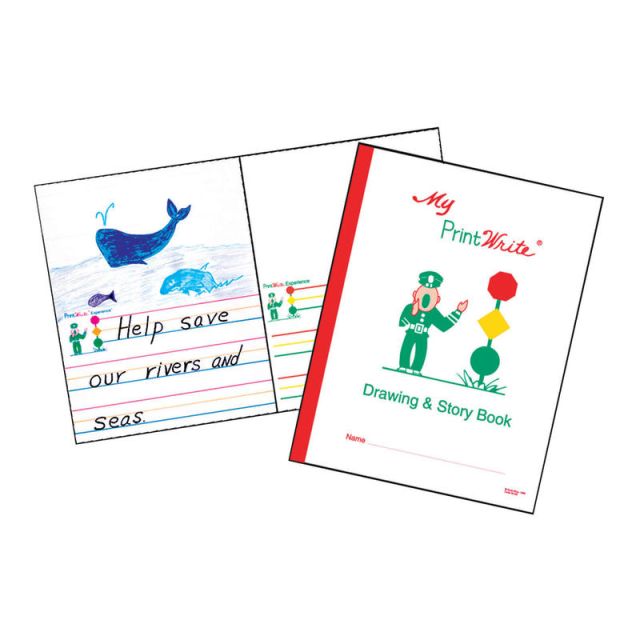 Kurtz Bros. PrintWrite Drawing & Story Books, 8 1/2in x 11in, 32 Pages (16 Sheets), White, Pack Of 10 (Min Order Qty 2) MPN:KB-02155BN