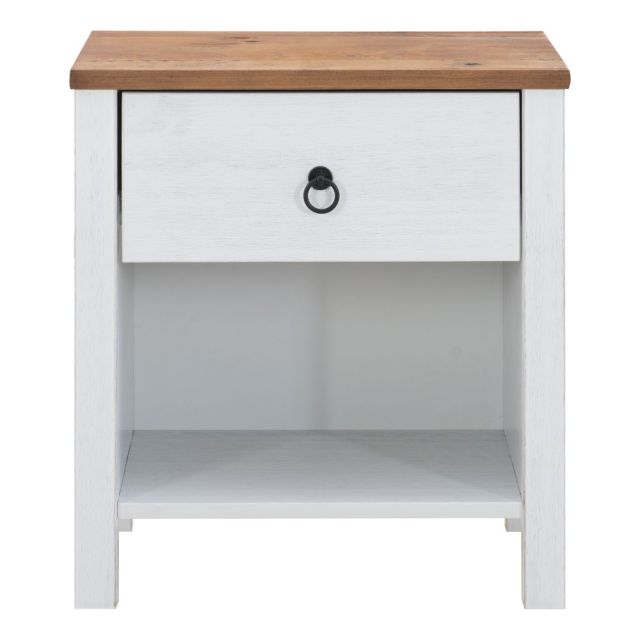 Powell Bennett Nightstand, 22-1/2inH x 20-1/8inW x 13-1/4inD, White/Rustic Oak MPN:ODP2536