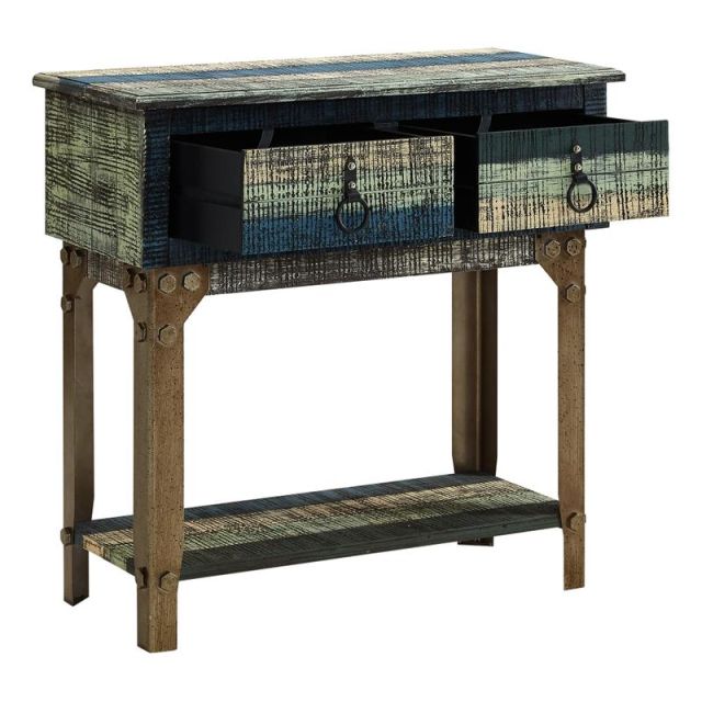 Powell Bota 2-Drawer Console Table, 30-3/4inH x 31-1/2inW x 14-3/5inD, Weathered Multicolor MPN:ODP2204
