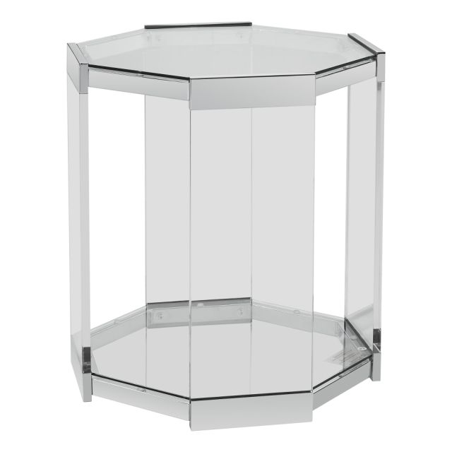 Powell Runyan Octagon Glass Side Table, 23inH x 20inW x 20inD, Clear MPN:ODP2295